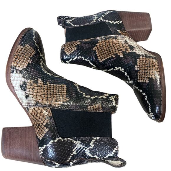 Madewell The Regan Ankle Boot size 5 NEW Snake Embossed Leather Block Heel - Picture 3 of 10